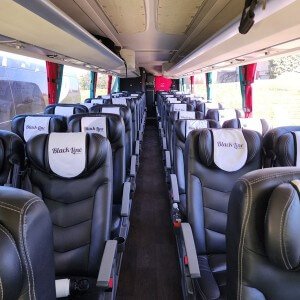 inside view of Black bus charter seats